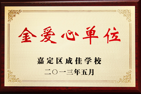 森垚被嘉定區成佳學校授予&ldquo;金愛心單位&rdquo;