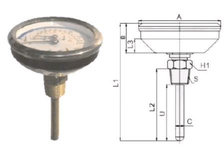 軸向型水高計的結構圖
